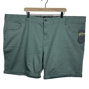 Johnny Bigg Men's 52 Big & Tall Sage Green Colton Palm Print Denim Shorts NWT